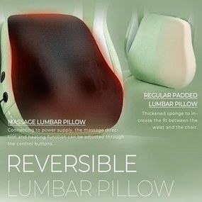 RESIGILAT- ErgoRelax Pro JD– Scaun Gaming Ergonomic, Masaj Lombar si Incalzire, Spătar Rabatabil 155°, Suport picioare, Material textil, Verde/Alb