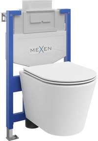 Mexen set WC încastrat cadru Felix XS-U cu vas de toaletă Rico și capac de toaletă cu închidere lentă, Albă mat - 68530724001