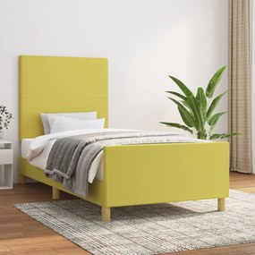 3124854 vidaXL Cadru de pat cu tăblie, verde, 80x200 cm, textil