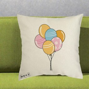 Perna Decorativa Baloane Petrecere, 40x40 cm, Ecru, Husa Detasabila, Perna Inclusa, BEKZ®