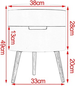 NOG202 - Set 2x Noptiere pentru dormitor - gri