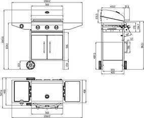 Grătar BBQ pe gaz cu arzător lateral Avenberg COLORADO