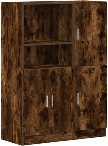 vidaXL Set dulap de bucătărie din 2 piese din lemn de stejar afumat