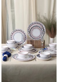 Set veselă 24 piese, multicolor, din ceramică stoneware