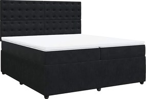 vidaXL Pat box spring cu saltea, negru, 200x200 cm, catifea