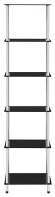 249512 vidaXL Raft cu 6 niveluri, negru, 40 x 40 x 160 cm, sticlă securizată