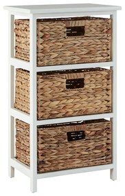 Etajeră de baie albă/în culoare naturală din lemn masiv de paulownia 41x70 cm Padstow – Premier Housewares