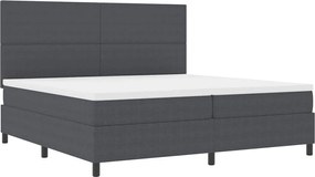 vidaXL Pat cu arcuri cu headboard Gri închis și alb 200 x 200 cm