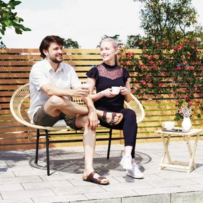 Outsunny Banc de grădină 2 locuri, banc exterior grădină din oțel, stil Acapulco, cu spătar și pernă, 126 x 72 x 83 cm, kaki | Aosom Romania