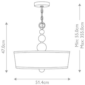 Hinkley HK-ZELDA-P-B-PN - Candelabru cu lanț ZELDA, 3xE27/60W/230V, crom lucios