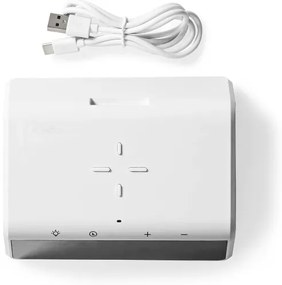 Nedis WCACQ30WT - Ceas cu alarmă, ecran LCD și încărcător wireless 15W/5V alb