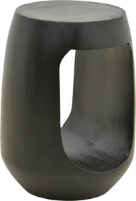 Masuta Laterala Rotunda Liora Lemn Masiv De Mango Negru D33x45 Cm