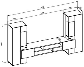 Mobilier living Cobie Typ 10 (monastery Stejar + Negru). 1108338
