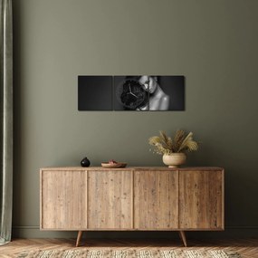 Tablou - Portretul unei femei seducătoare, alb-negru (cu ceas) (90x30 cm)