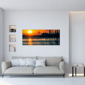 Tablou - Apus de soare la lac (120x50 cm)
