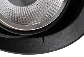 Spotlight modern încastrat negru GU10 AR111 rotund fără rama - Oneon