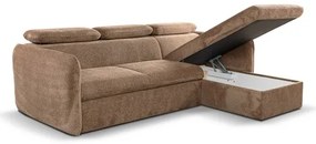 Canapea colțar extensibilă în L BEJA, bej, cu spațiu de depozitare, dreapta