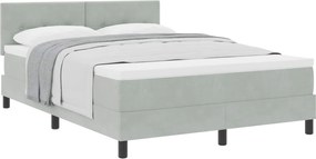 vidaXL Pat cu arcuri cu saltea Gri deschis 140 x 190 cm Catifea