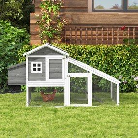 PawHut Cusca pentru Gaini Outoare sau Rate, Cotet Prefabricat din Lemn de Brad cu Acoperis Impermeabil, 178x95x100 cm, Gri