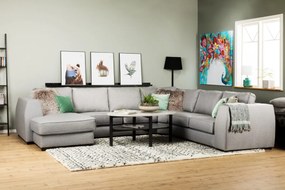 Colțar Scandinavian Choice F104Gri, 348x275x90cm, Picioare: Lemn, Plastic