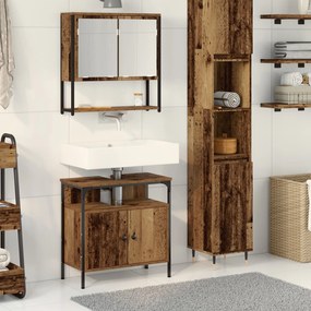 vidaXL Set de mobilier pentru baie cu ușă 2 pcs Maro 60 x 30 x 60 cm