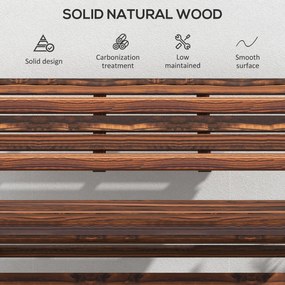 Outsunny Bancă de Exterior din Lemn pentru 2 Persoane, Bancă Pliabilă cu Spătar și Șezut cu Șipci, Bancă pentru Patio, Finisaj Carbonizat | Aosom Romania