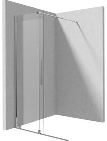 Set paravan dus walk-in cu usa glisanta, 100x195 cm, crom lucios, Deante Prizma cu baterie, para dus cu bara si furtun, Grohe New Tempesta 110