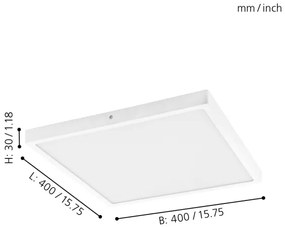 Eglo 97268 - Plafonieră LED FUEVA 1 1xLED/25W/230V albă pătrată 4000K