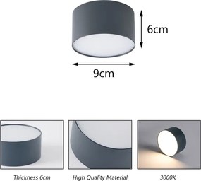 Brilagi - Plafonieră LED pentru baie FORIS LED/9W/230V Ø 9 cm antracit IP44