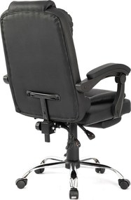 RESIGILAT- Scaun directorial, Masaj în perna lombară, Suport picioare, Rabatabil, piele PU, Negru
