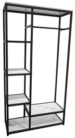 Raft metalic pentru haine, inaltime 194cm, Naimeed Y-2, Negru/Alb