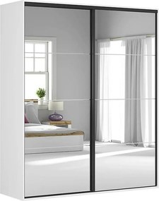 Dressing FLEX, alb, PAL, cu 2 usi si oglinda, 200x66x240 cm