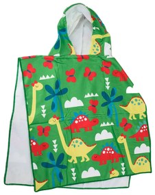 Poncho pentru copii DINO verde, 60 x 120 cm