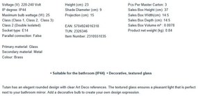 Aplica de perete pentru baie stil minimalist nordic IP44 Tutan