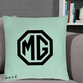 Perna Personalizata cu emblema MG, 40x40 cm, Verde Menta, Husa Detasabila, Perna Inclusa, BEKZ®