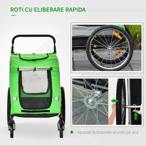 PawHut Remorca pentru bicicleta si carucior pentru caini 2 in 1, carucior pentru bicicleta din otel si material Oxford | Aosom Romania