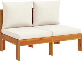 vidaXL Canapea de grădină cu perne, 2 locuri, lemn masiv de acacia