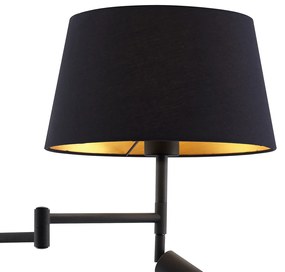 Lampă de podea neagră cu abajur negru și lampă de citit reglabilă - Ladas