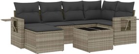 vidaXL Set canapele de grădină cu perne, 7piese gri deschis poliratan