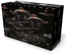 Set oale si tigai marmorate (10 piese) din aluminiu forjat Black Rose Collection Berlinger Haus BH 6149