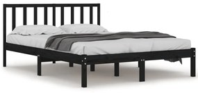 3105050 vidaXL Cadru de pat dublu, negru, 135x190 cm, lemn masiv de pin