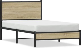 vidaXL Cadru pat metalic fără saltea, stejar sonoma, 107x203 cm