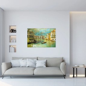 Tablou - Canalul de la Veneția și gondole (90x60 cm)