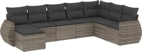 vidaXL Set canapele de grădină cu perne, 8 piese, gri, poliratan