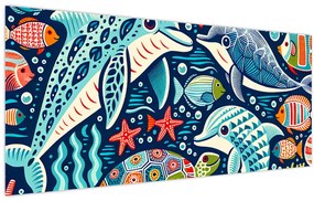 Tablou – Animale acvatice desenate (120x50 cm)