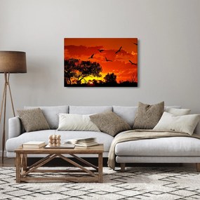 Tablou cu păsări în apus de soare (90x60 cm)