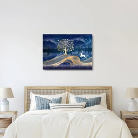 Tablou pe sticlă - Cerbi în luna plină (70x50 cm)