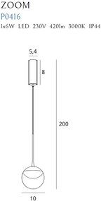 Lustra LED, Pendul design minimalist, protectie IP44 ZOOM P0416 MX