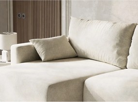 Colțar crem extensibil/cu spațiu de depozitare cu tapițerie din chenille (cu colț pe partea stângă/cu șezlong) Leon – Maison de Rêve