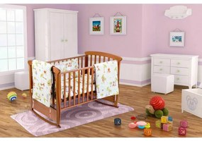 Set patut bebe, Somnart, cearceaf cu elastic pentru saltea 60x120x10, pernuta 37×55, pilota 100×105, aparatori 180x45, model Jungle